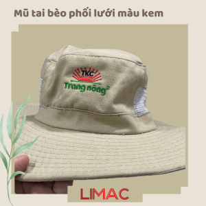 mũ tai bèo phối lưới thêu logo màu kem (1)