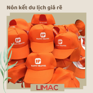 nón kết du lịch in logo HAPPY TRAVEL