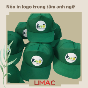 nón kết in logo trung tâm anh ngữ KIWI