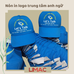 nón kết in logo trung tâm anh ngữ LET'S TALK