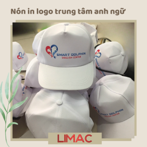 nón kết in logo trung tâm anh ngữ SMART DOPHIN