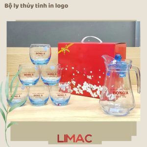 Bộ bình ly thủy tinh 7 món in logo gạch men Đông Á