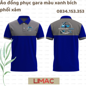 áo thun Gara Auto xanh bích phối xám