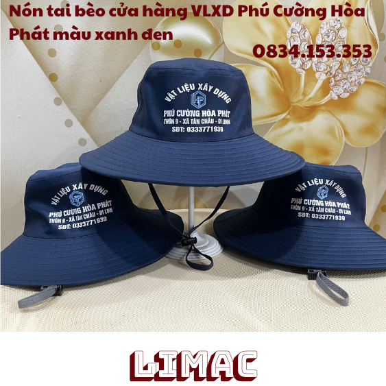 Nón tai bèo màu xanh đen VLXD Phú Cường Hòa Phát ( Nón tai bèo màu xanh đen VLXD Phú Cường Hòa Phát