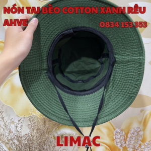 NÓN TAI BÈO COTTON XANH RÊU AHVE
