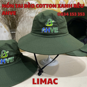NÓN TAI BÈO COTTON XANH RÊU AHVE