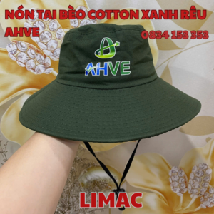 NÓN TAI BÈO COTTON XANH RÊU AHVE