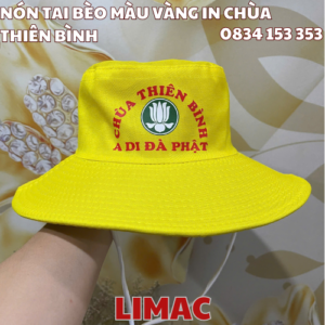 NÓN TAI BÈO MÀU VÀNG IN CHÙA THIÊN BÌNH