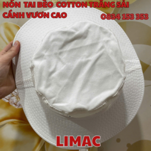 NÓN TAI BÈO COTTON TRẮNG SẢI CÁNH VƯƠN CAO (