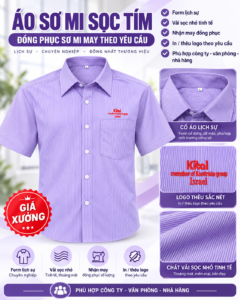 Xưởng May LIMAC nhận may áo sơ mi sọc tím đồng phục nam nữ, tay ngắn, tay dài, thêu logo công ty theo yêu cầu. Giá tận xưởng, giao hàng toàn quốc.
